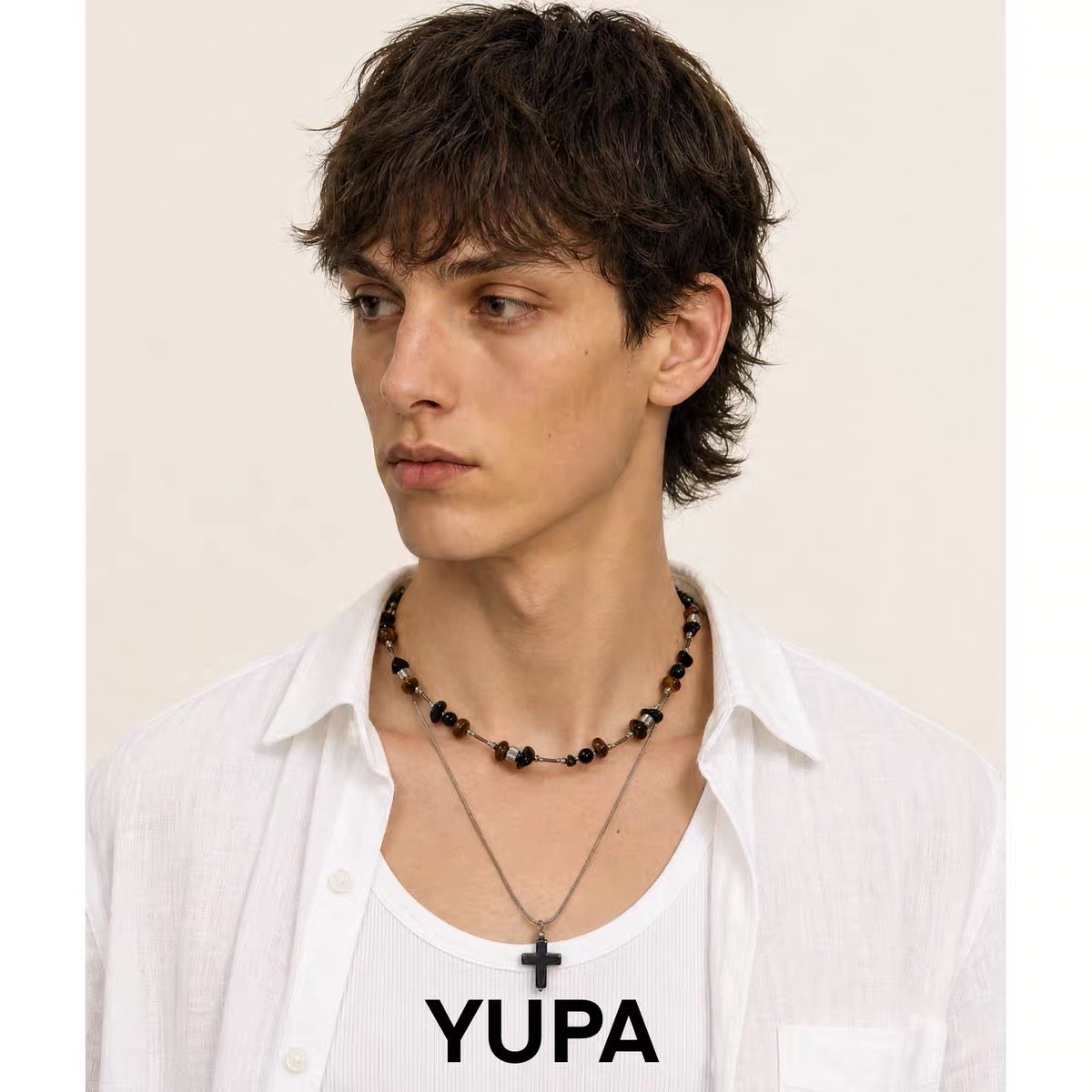 YUPA Dual Form Tiger Eye & Obsidian Stone Chain — Bracelet & Necklace