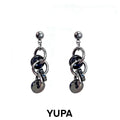 YUPA Vinyl Obsidian Disc Earrings