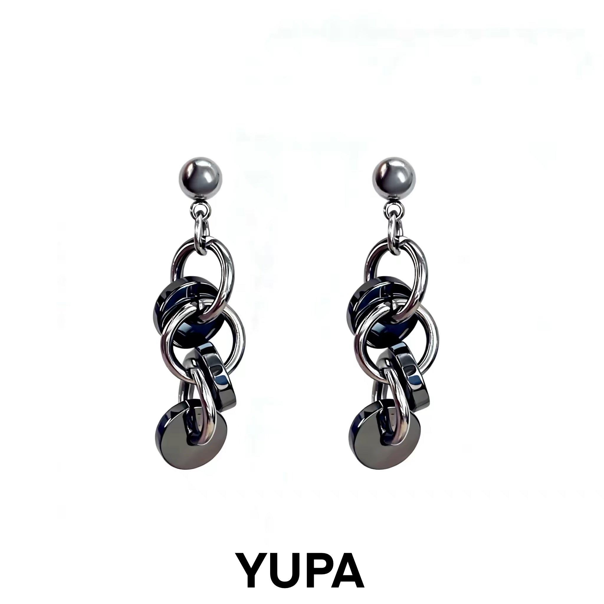 YUPA Vinyl Obsidian Disc Earrings