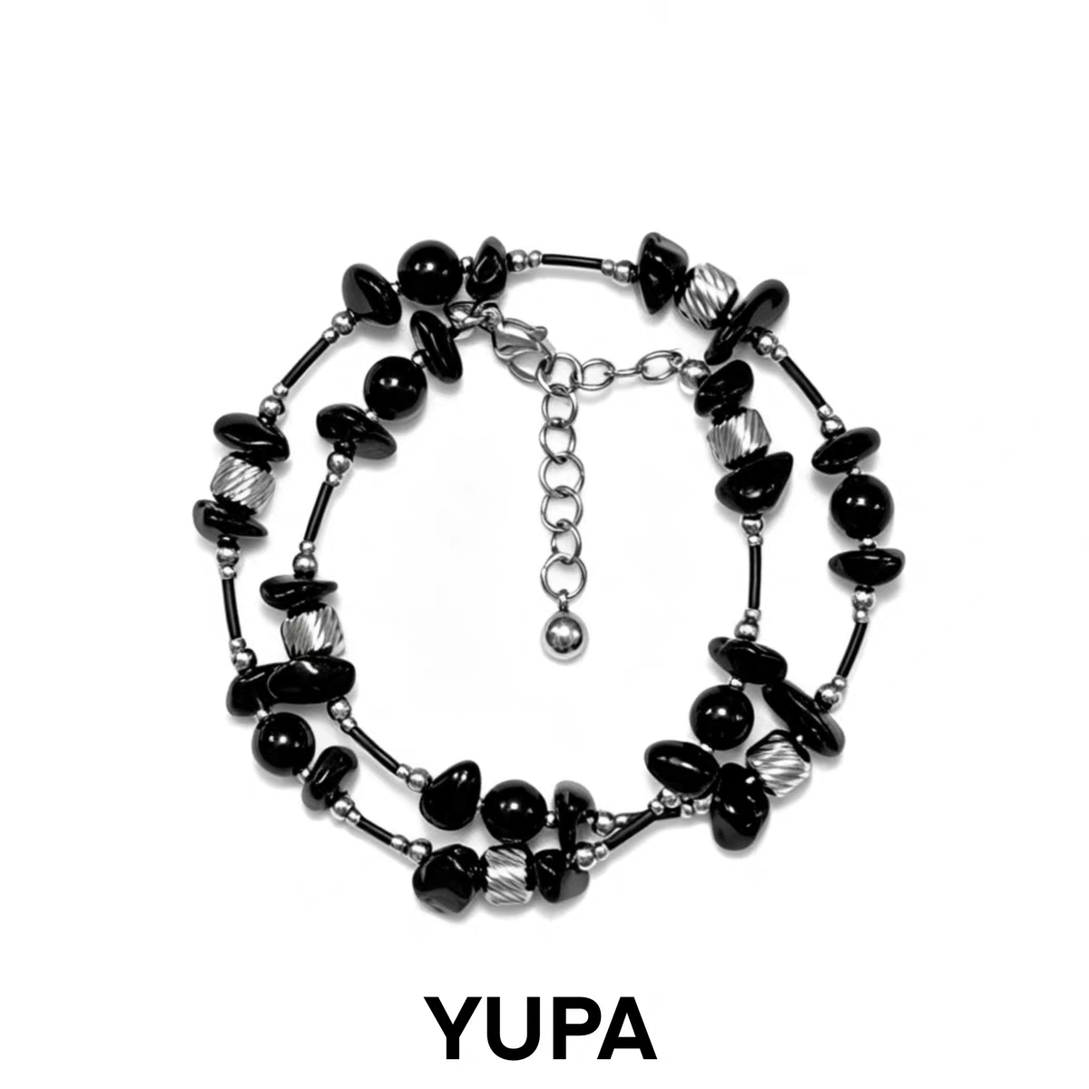 YUPA Obsidian Dual Form Stone Chain — Convertible Bracelet & Necklace