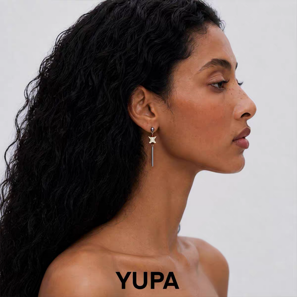 YUPA Serpent Relic Gemstone Titanium Earrings