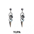 YUPA Black Obsidian Disc Drop Earrings | 316L Titanium Steel Statement Earrings