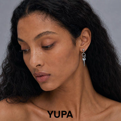 YUPA Black Obsidian Disc Drop Earrings | 316L Titanium Steel Statement Earrings