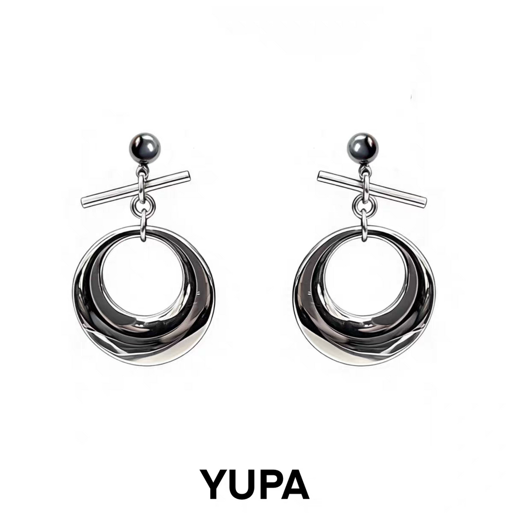 YUPA Circular Ring Titanium Steel Earrings