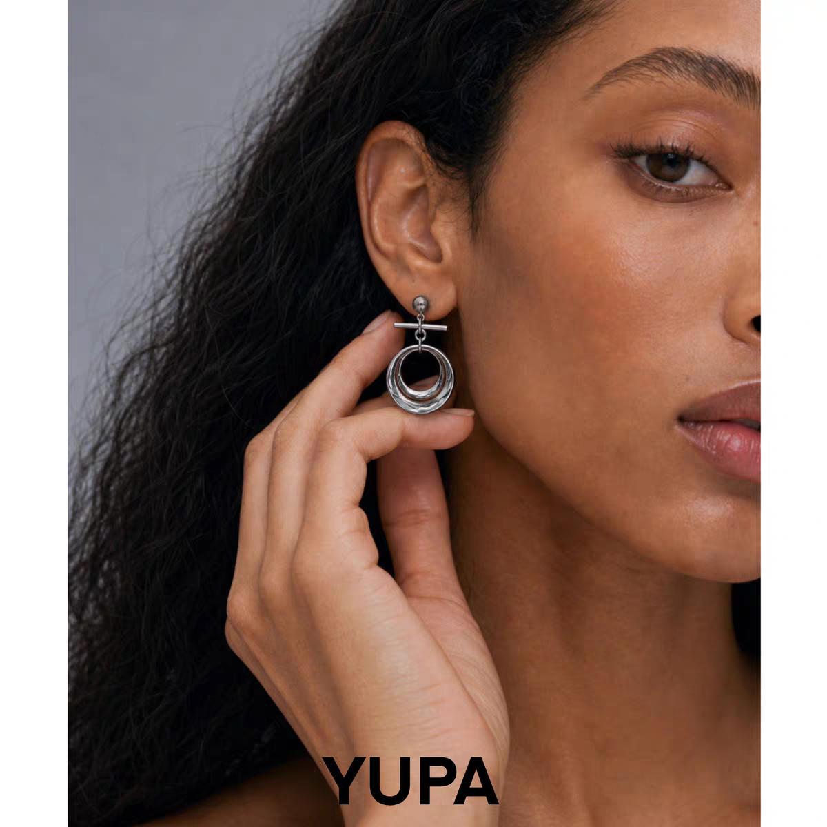 YUPA Circular Ring Titanium Steel Earrings