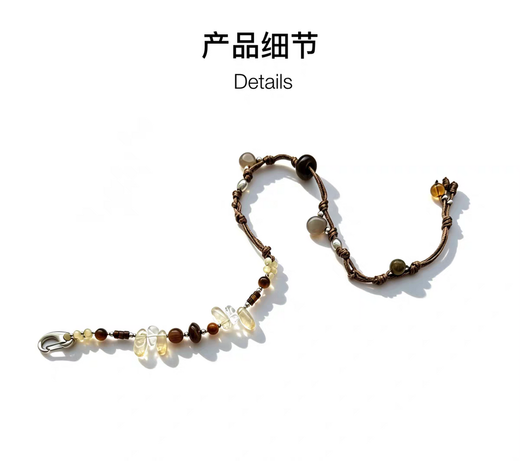 Natural Gemstone Two-Way Wax Cord Bracelet | Handmade Adjustable Crystal Bracelet & Choker Necklace