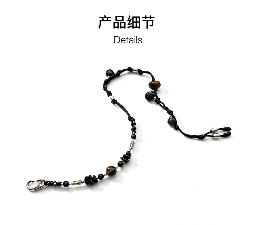 Natural Gemstone Two-Way Wax Cord Bracelet | Handmade Adjustable Crystal Bracelet & Choker Necklace