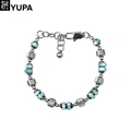 YUPA Natural Deep Sea Blue Shell Bracelet | 316L Medical Grade Titanium Steel