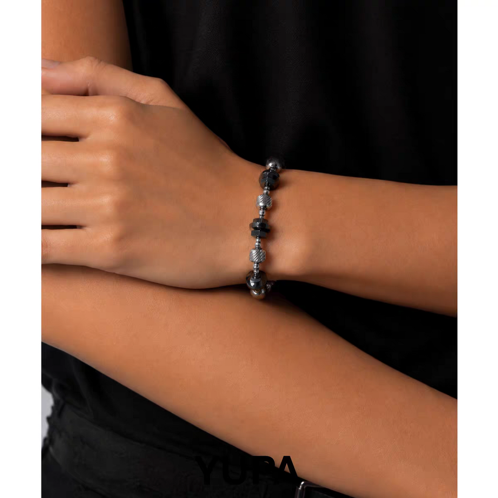 YUPA Natural Black Hematite Bracelet | 316L Medical Grade Titanium Steel