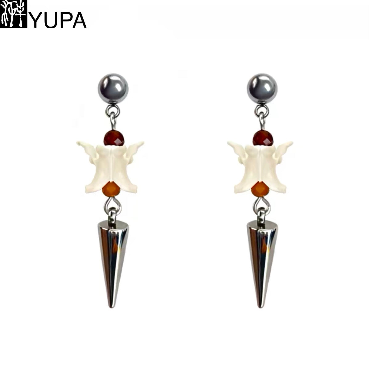 YUPA Serpent Relic Gemstone Titanium Earrings