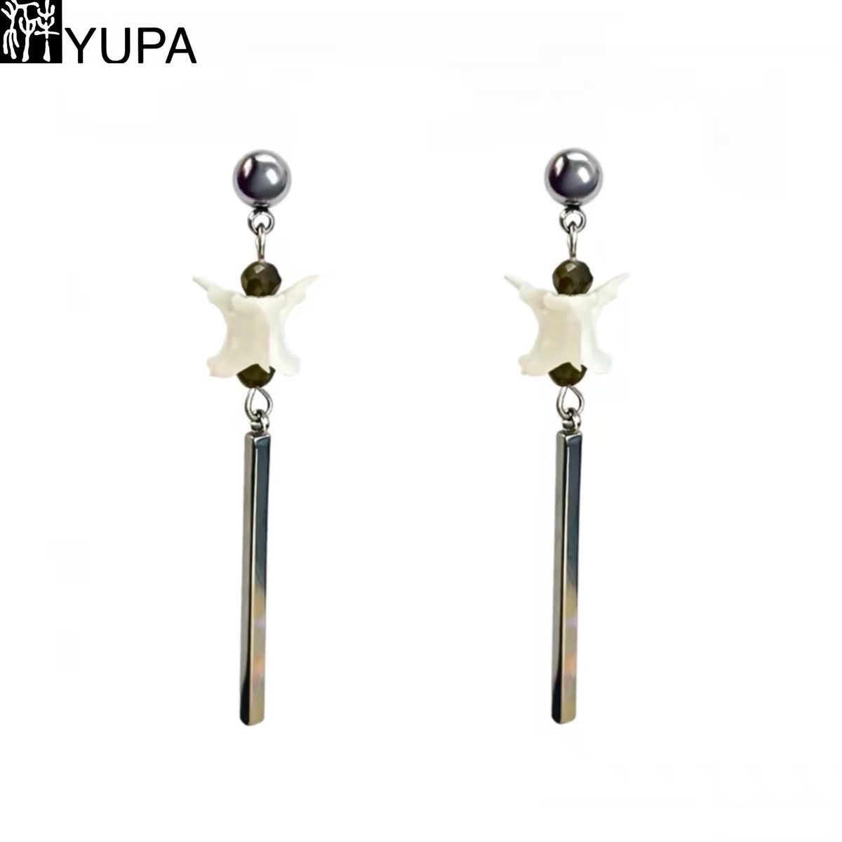 YUPA Serpent Relic Gemstone Titanium Earrings