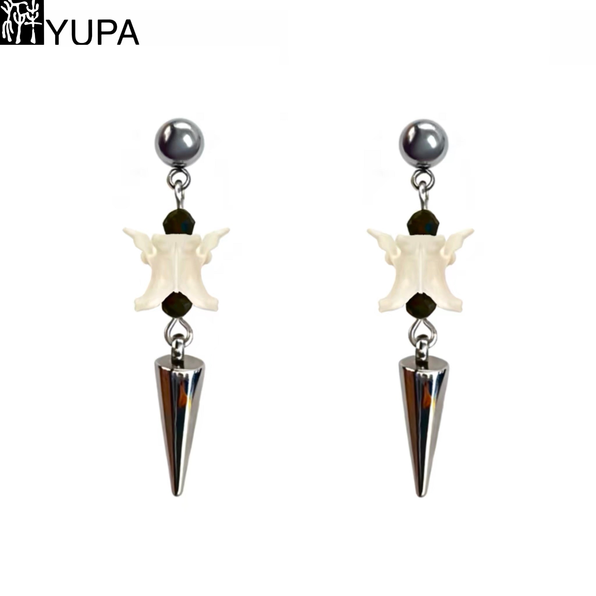 YUPA Serpent Relic Gemstone Titanium Earrings